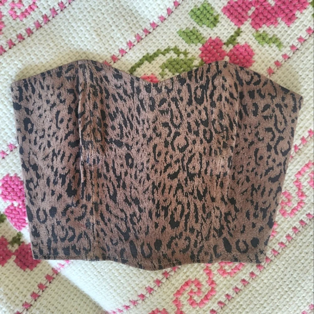 Vintage Leather Leopard Smocked Corset - Picture 1 of 8